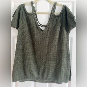 Torrid Green Cold Shoulder Sweater Size 2X